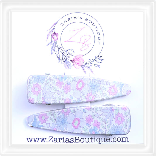 ⋅ EXCLUSIVE ⋅ Ditsy Floral Purple ⋅ Silver ⋅ Premium Hair Clips ⋅