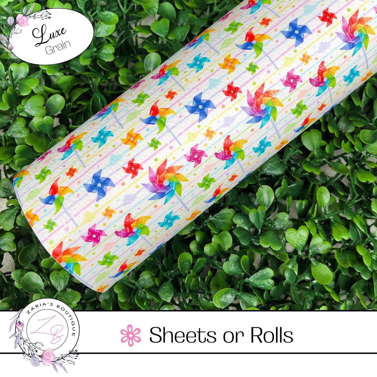 ⋅  Pinwheels ⋅ Custom Luxe Vegan Faux Leather ⋅ Sheets or Rolls! ⋅