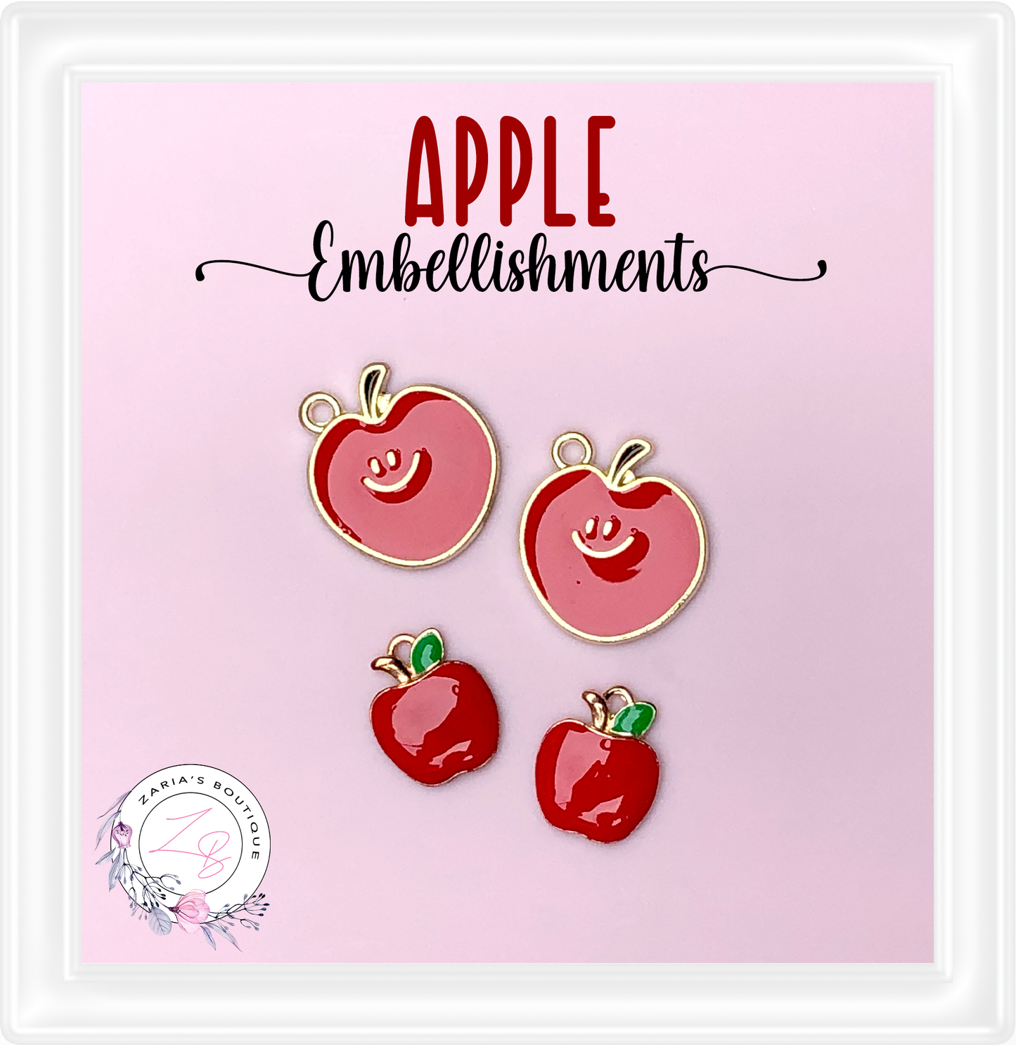 ⋅ Apple Charms ⋅ Red Enamel Fruit Embellishments ⋅ Jewellery Components ⋅