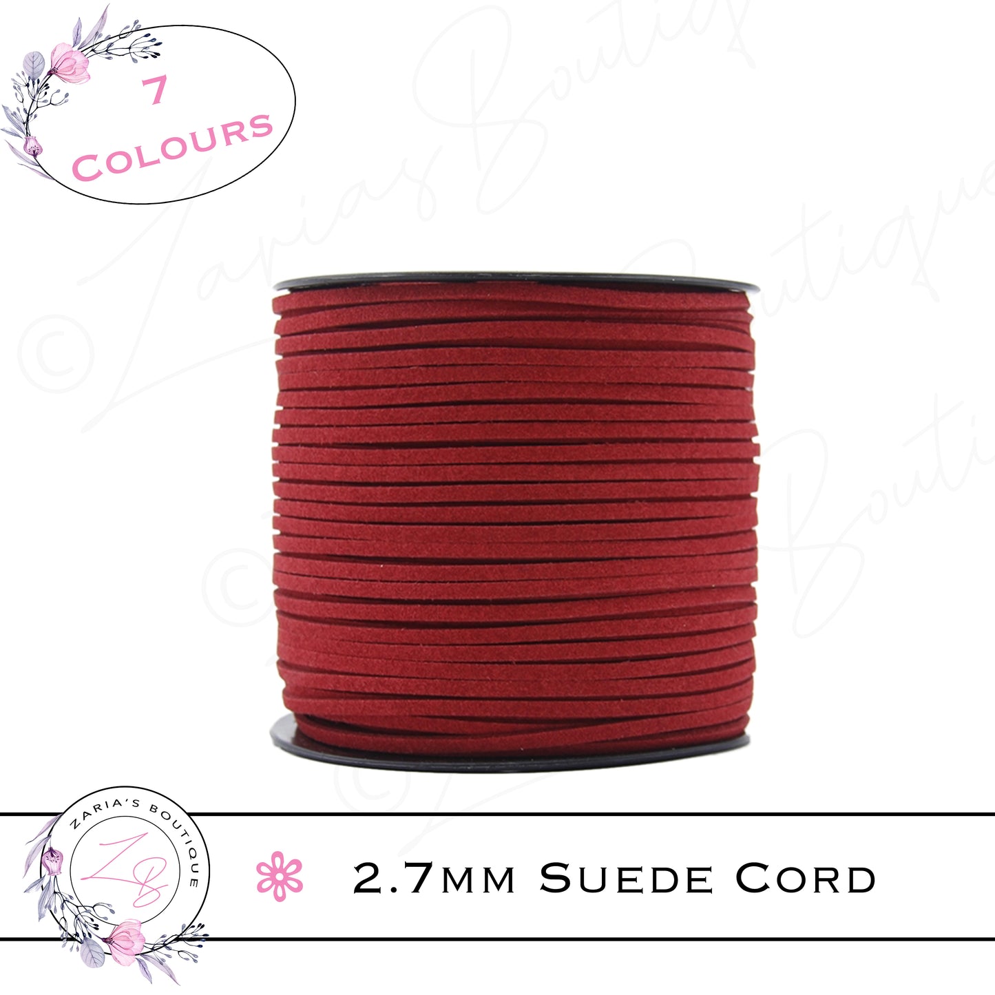 Faux Suede Cord ~ 2.7mm ~ Red ~ 5 Metres