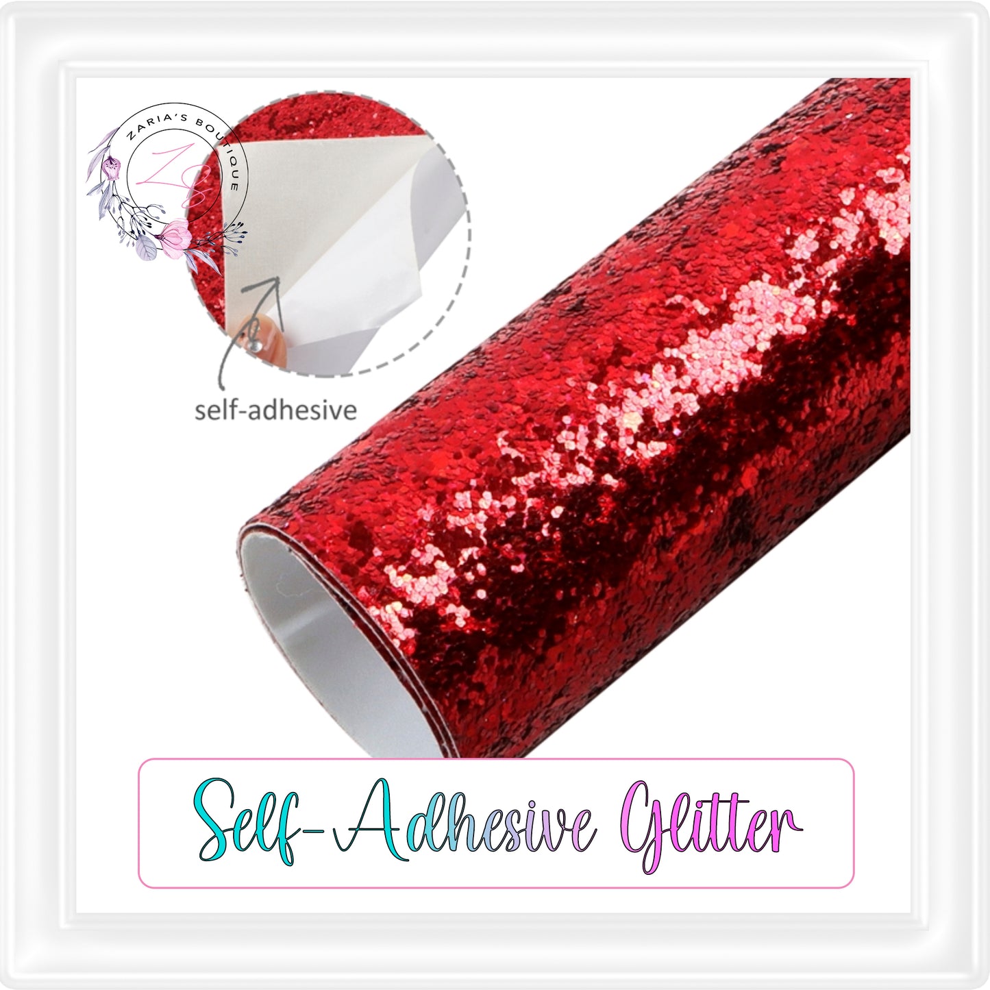 ⋅ Self-Adhesive Backed Medium Glitter ⋅ For Double-Sided Projects ⋅ RED ⋅