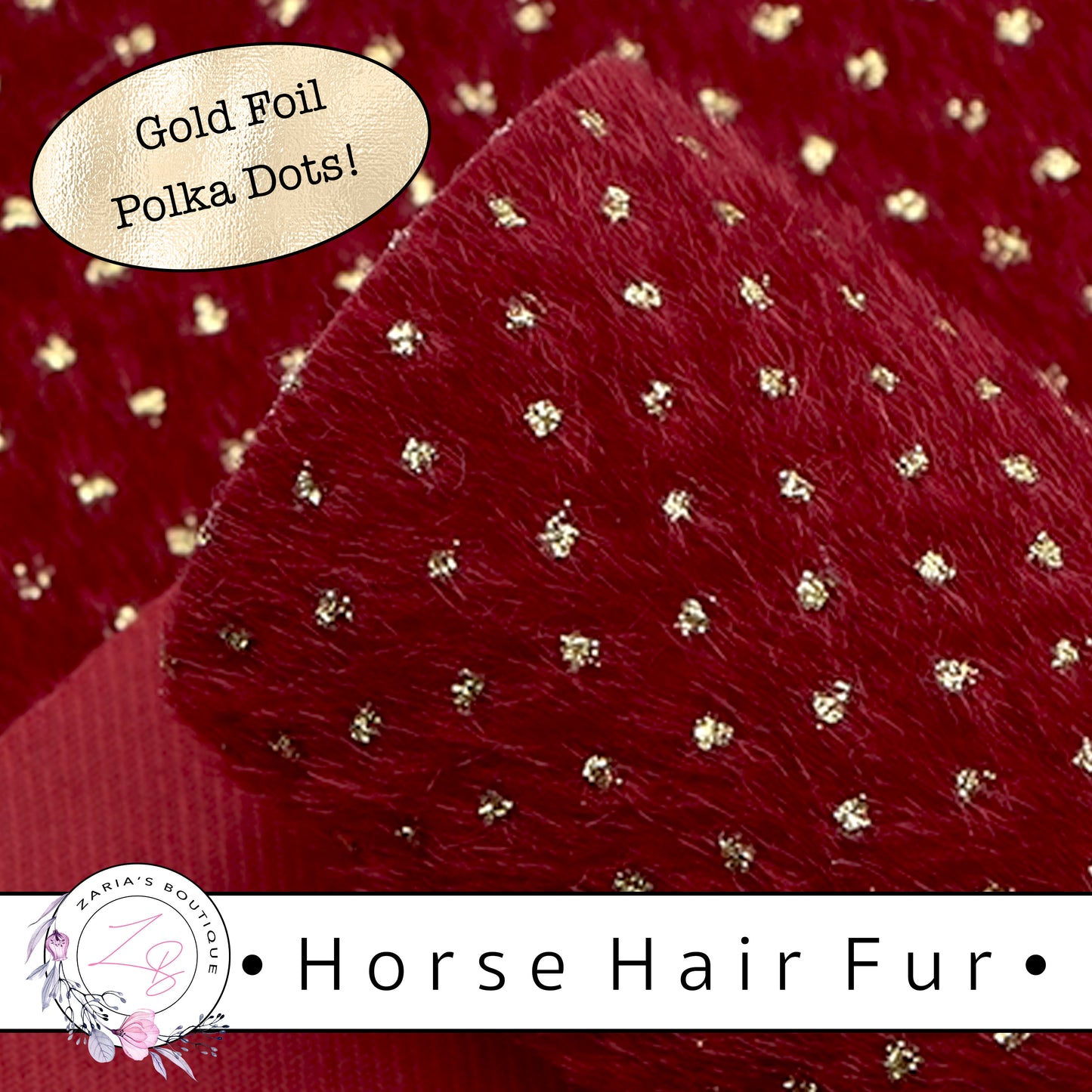 SALE ⋅ Horse Hair Fur ⋅ Gold Foil Polka Dots ⋅ Vegan ⋅  8 Colours ⋅