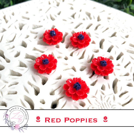 ⋅ Red Poppies ⋅ Resin Flatback Flower Embellishment ⋅