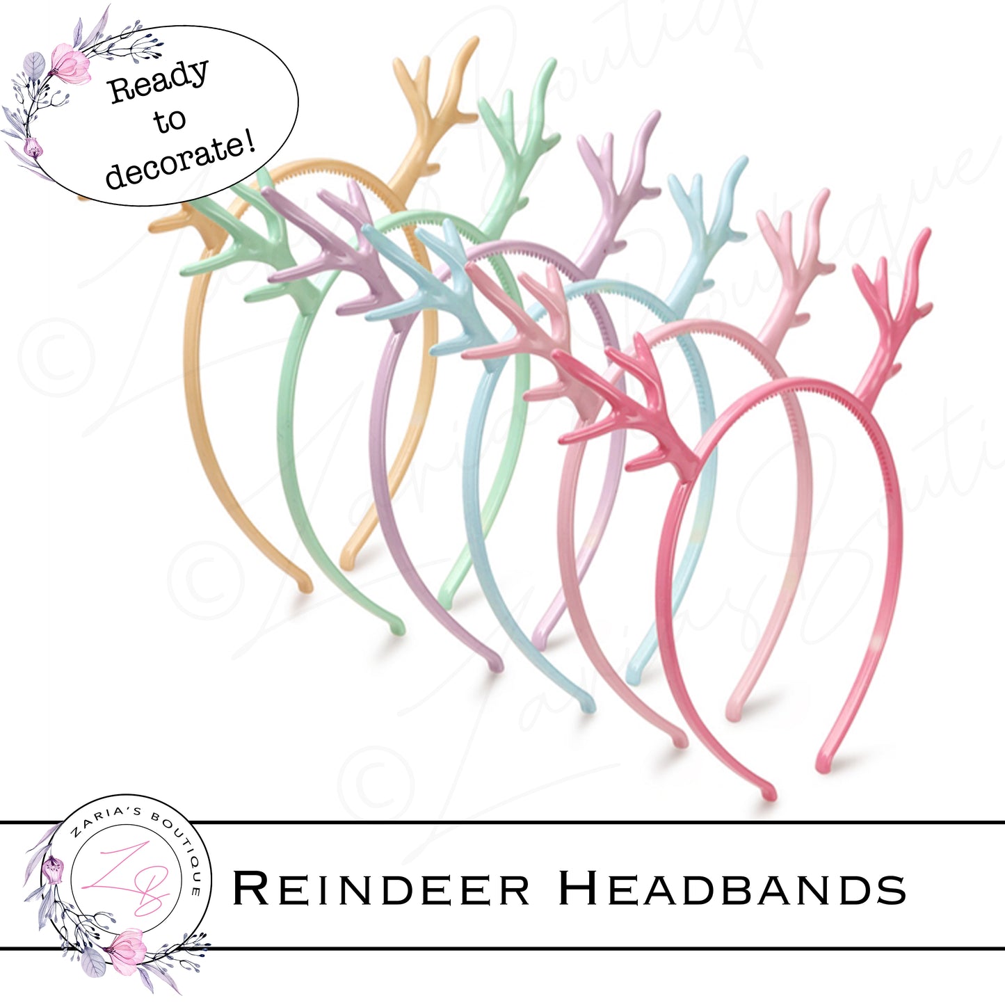 ⋅ Reindeer Headbands ⋅ Ready To Decorate ⋅ 6 Colours ⋅ Christmas Collection ⋅