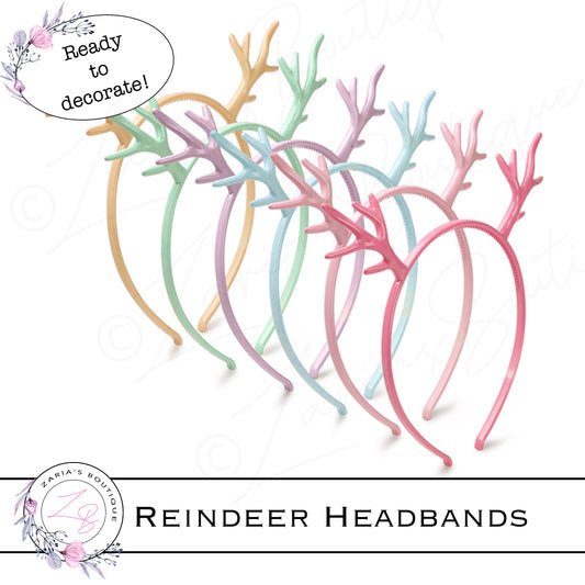 ⋅ Reindeer Headbands ⋅ Ready To Decorate ⋅ 6 Colours ⋅ Christmas Collection ⋅