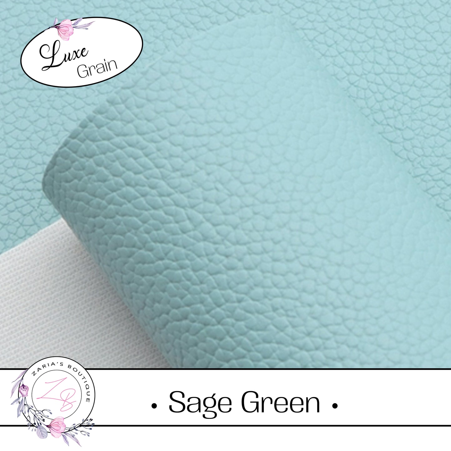 Pebble Grain |  Sage Green Faux Leather Litchi Craft Fabric Sheets