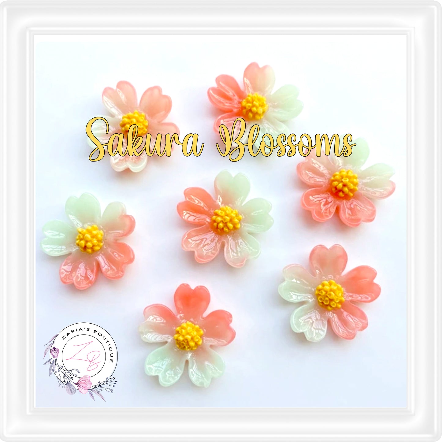 ⋅ SAKURA FLOWERS ⋅ Flatback Resin Embellishments ⋅ 5 Colours ⋅