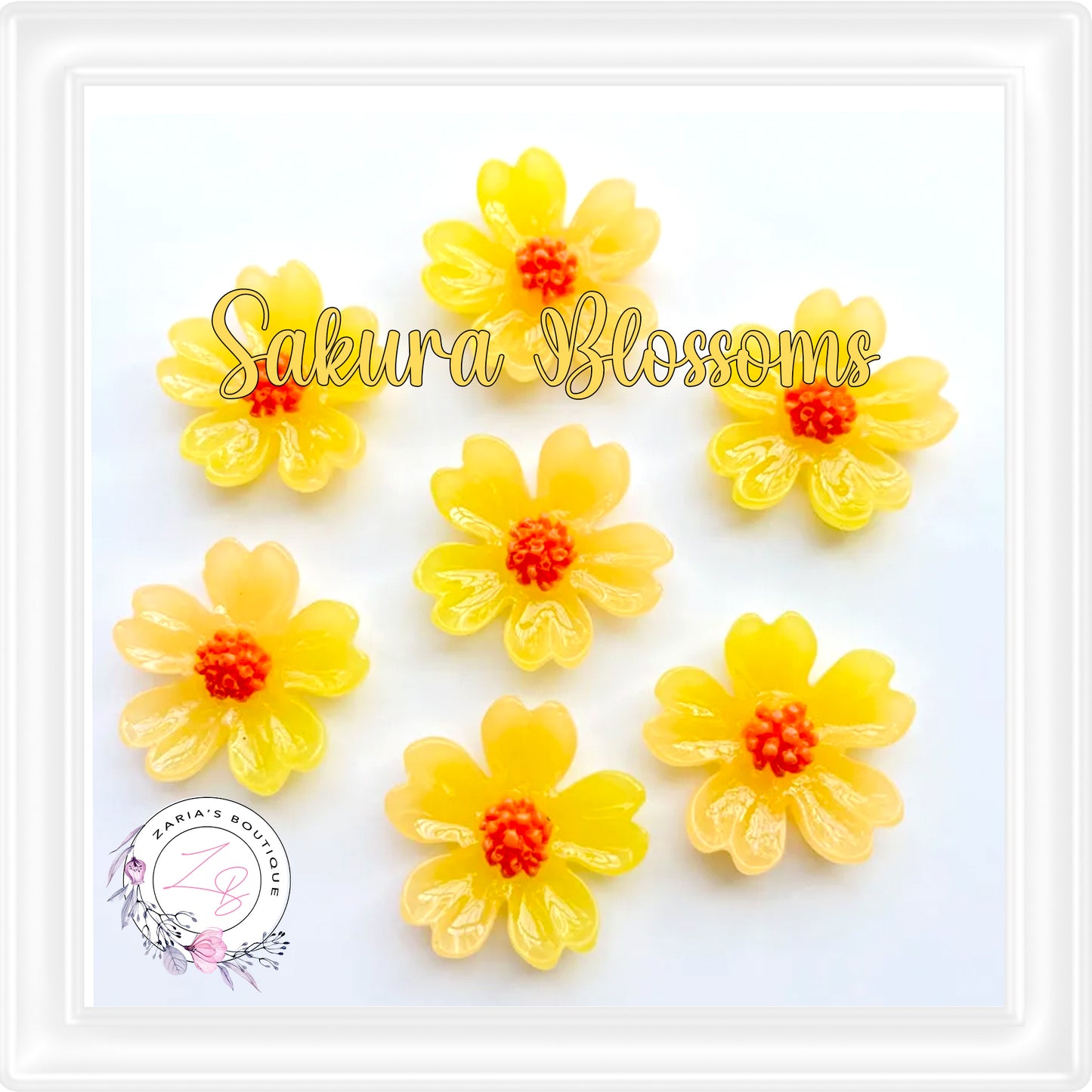 ⋅ SAKURA FLOWERS ⋅ Flatback Resin Embellishments ⋅ 5 Colours ⋅