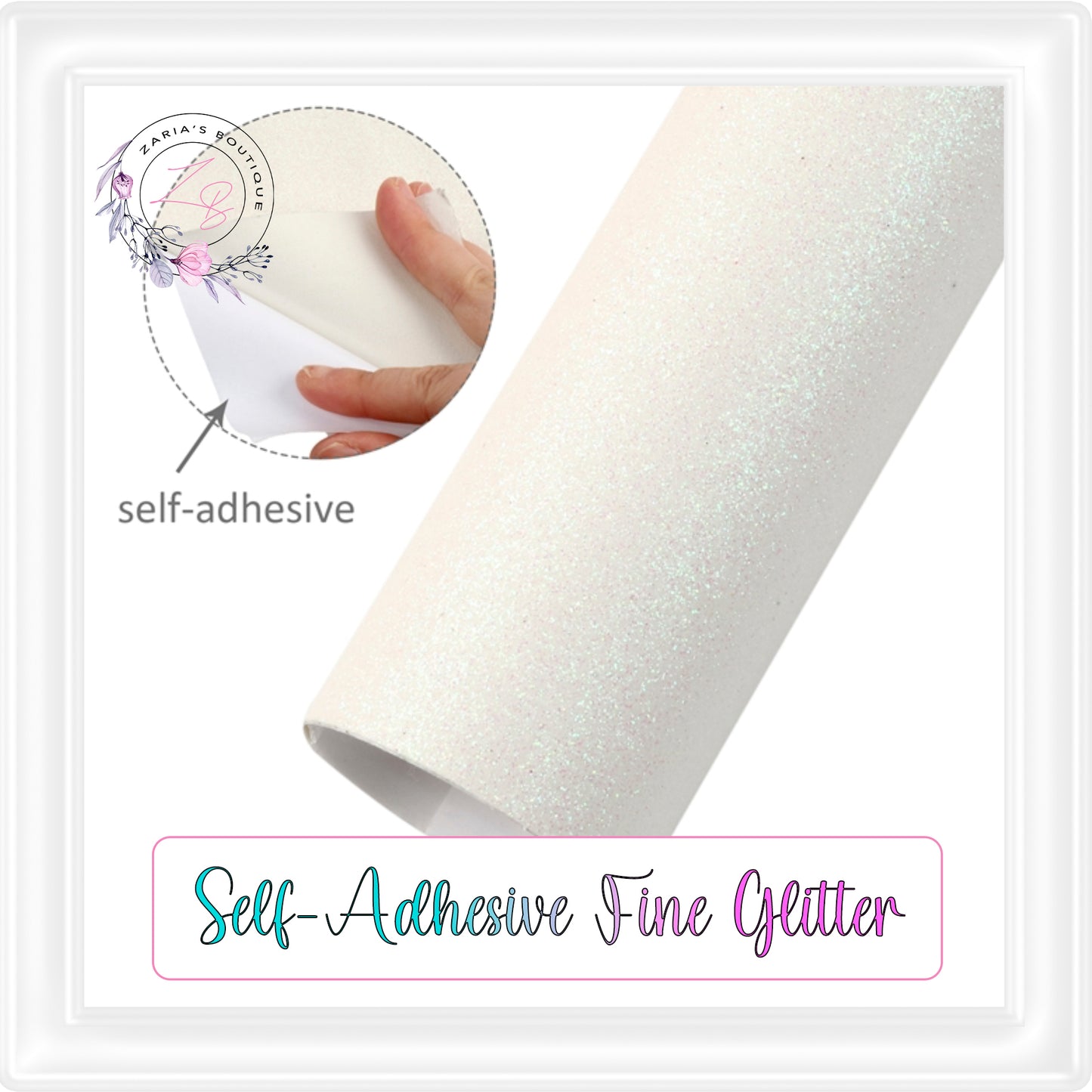 ⋅ Self-Adhesive Backed Fine Glitter ⋅ For Double-Sided Projects ⋅ WHITE ⋅