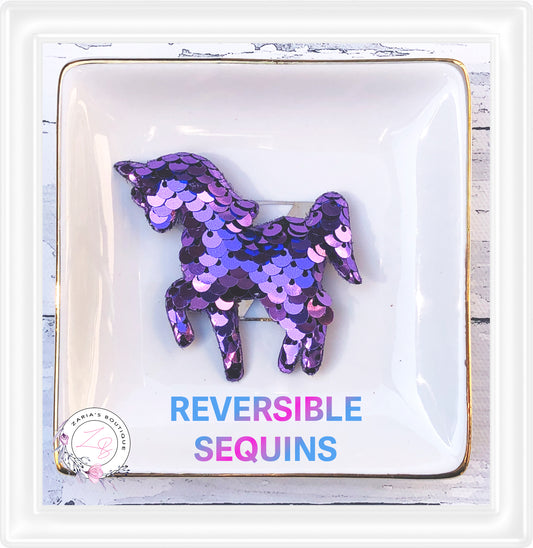 • Sequin Unicorns • Reversible Embellishments • Purple •