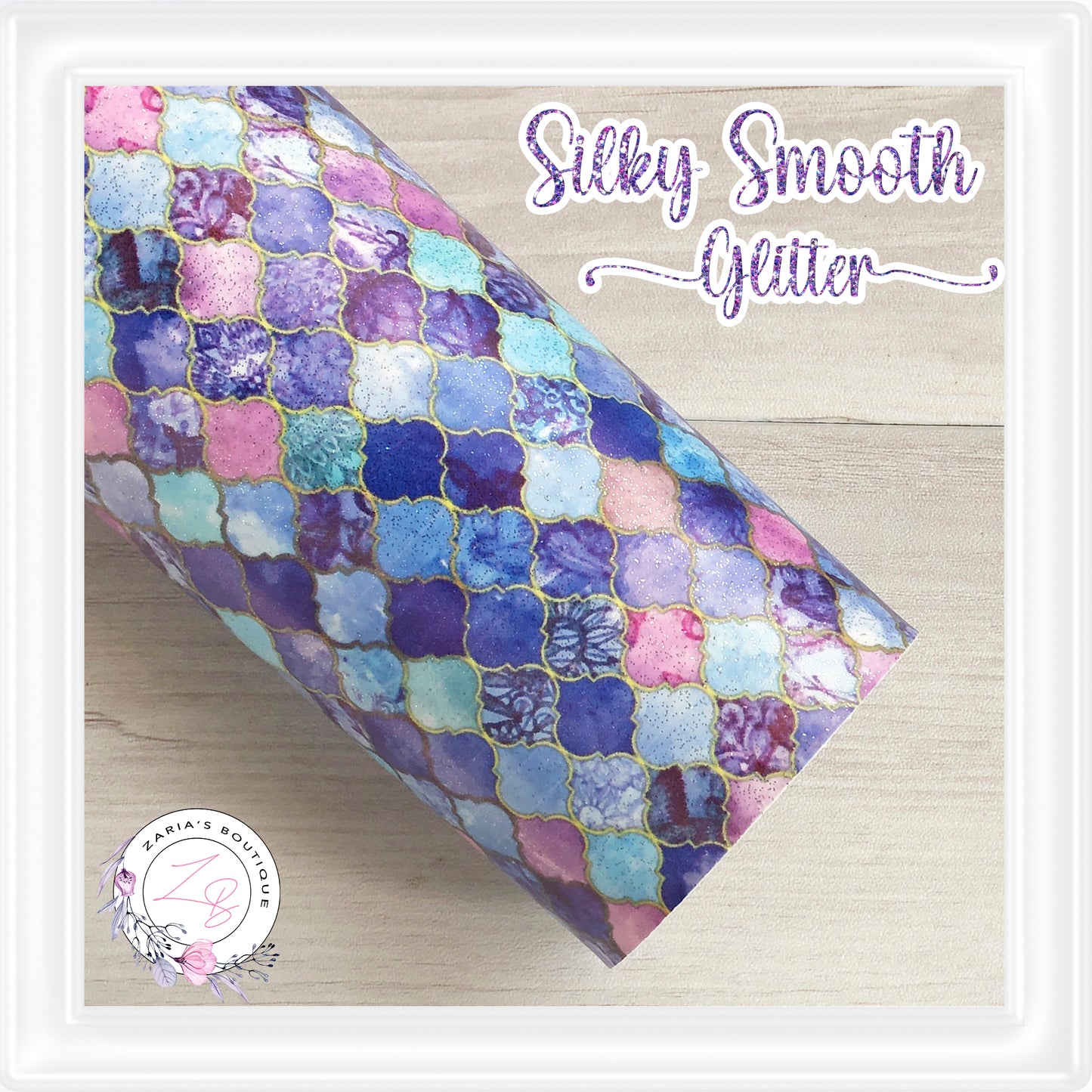 ⋅ Purple Arabesque Tiles  ⋅  Silky Smooth Glitter Faux Leather ⋅