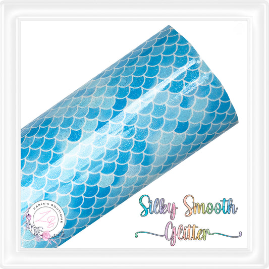 ⋅ Mermaid Scales  ⋅  Silky Smooth Glitter Faux Leather ⋅ Sky Blue