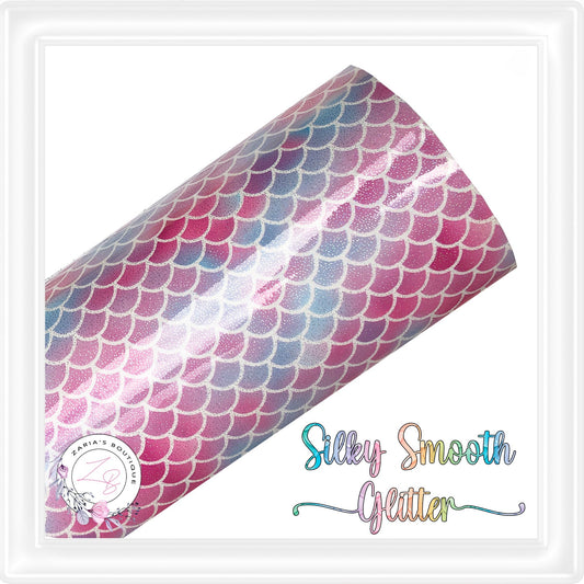 ⋅ Mermaid Scales  ⋅  Silky Smooth Glitter Faux Leather ⋅ Rose Pink Multi