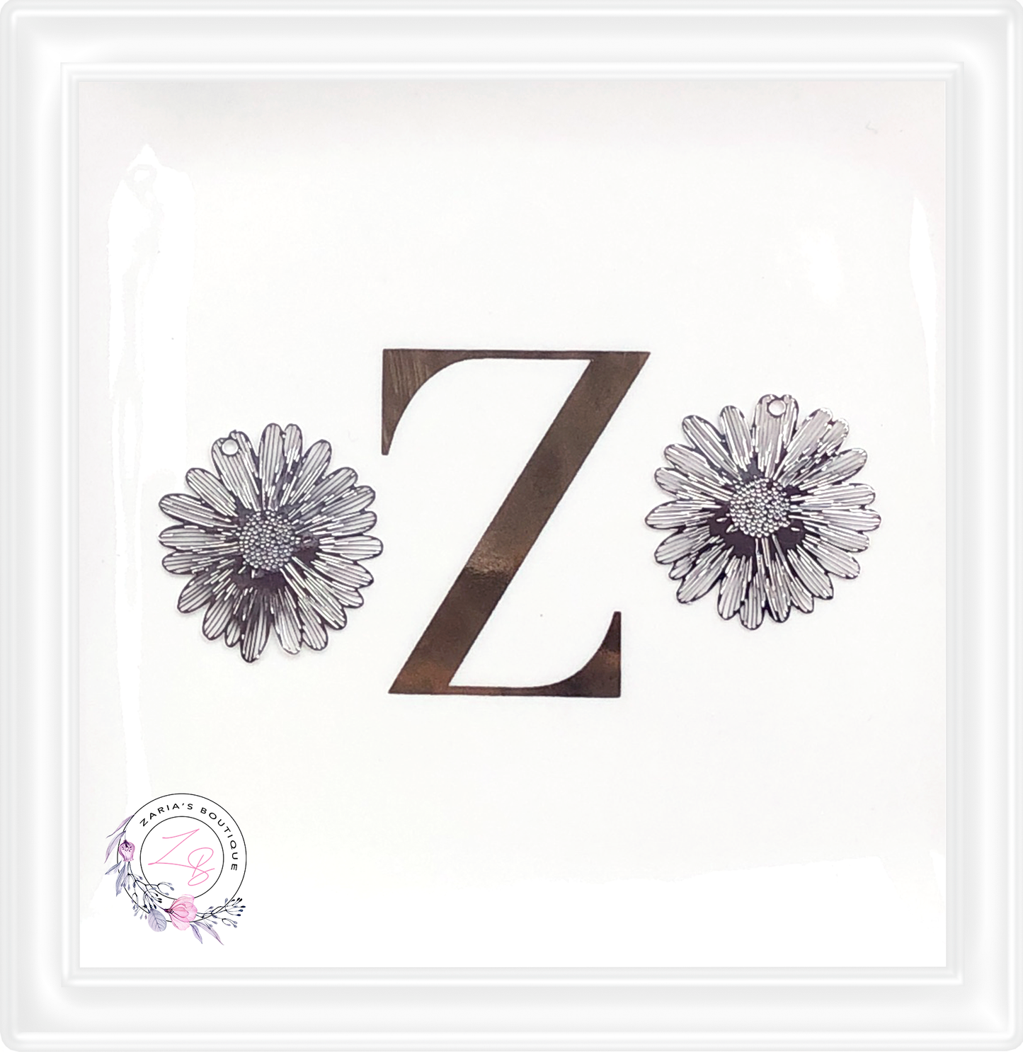⋅ Silver Sunflowers ⋅ Metal Charm Embellishments ⋅ 2 pieces