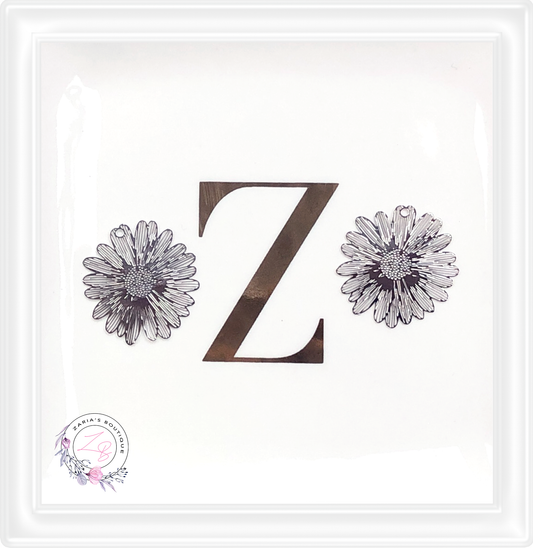 ⋅ Silver Sunflowers ⋅ Metal Charm Embellishments ⋅ 2 pieces