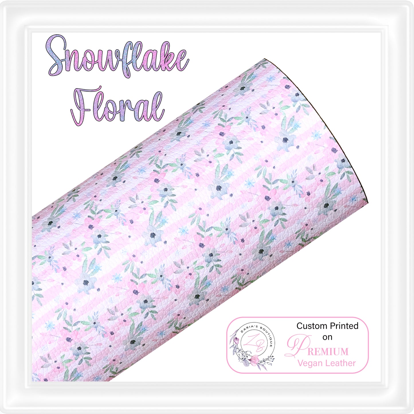 ⋅ Snowflake Floral ⋅ Custom Printed Premium Vegan Faux Leather ⋅