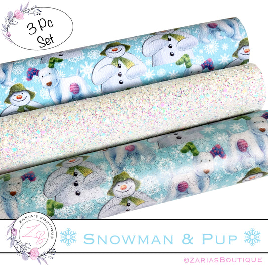 Snowman & Pup Christmas Faux Leather 3 Piece Bundle