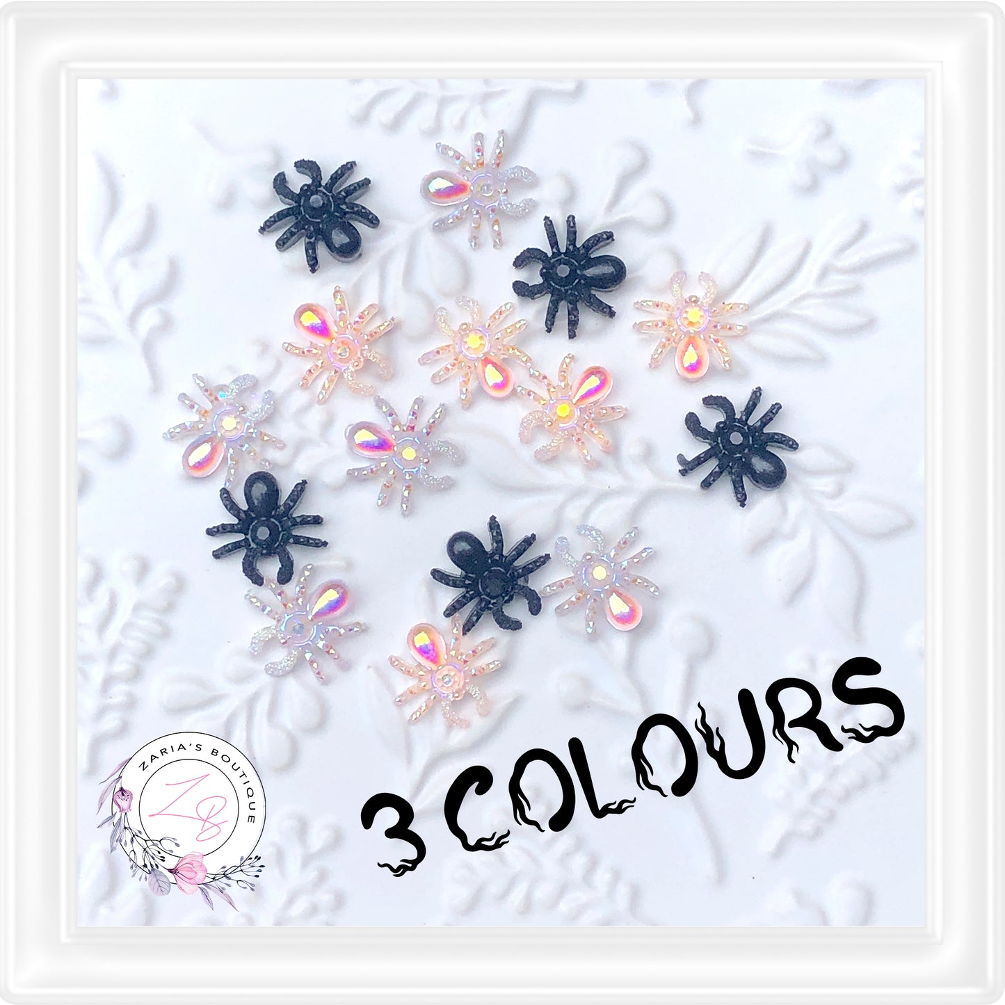 ⋅ SPIDERS ⋅ Flatback Resin Embellishments ⋅ Choice of 3 Colours ⋅ 10 Pieces ⋅