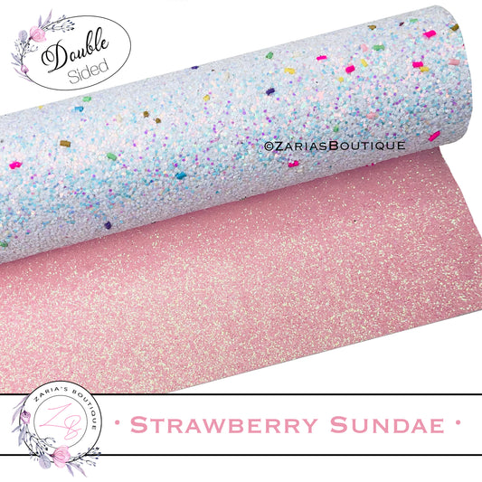 ⋅ Strawberry Sundae ⋅ DOUBLE-SIDED Sprinkle Fine & Chunky Glitter & Fabric