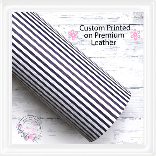 ⋅ Navy & White Stripes ⋅ Custom Printed Premium Vegan Faux Leather •