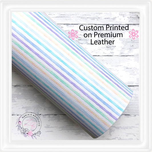 ⋅ Watercolour Pastel Stripes ⋅ Custom Printed Premium Vegan Faux Leather •