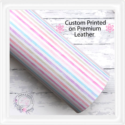 ⋅ Watercolour Pastel Stripes ⋅ Custom Printed Premium Vegan Faux Leather •
