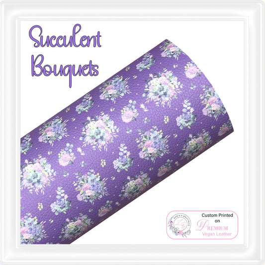 ⋅ Succulent Bouquet ⋅ White Floral Vegan Faux Leather ⋅