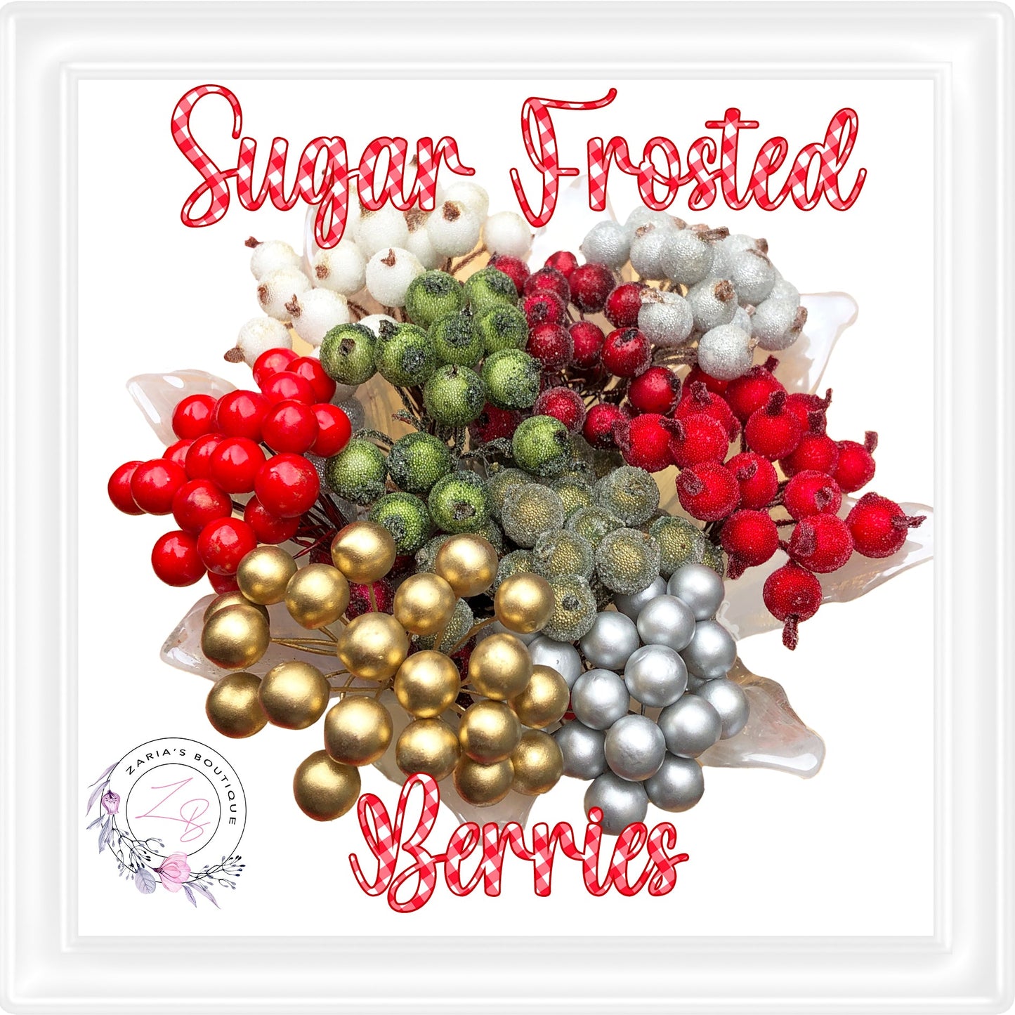 ⋅ Sugar Frosted Christmas Berries ⋅ 9 Colours ⋅ Mixed Bunch or Single Colours ⋅