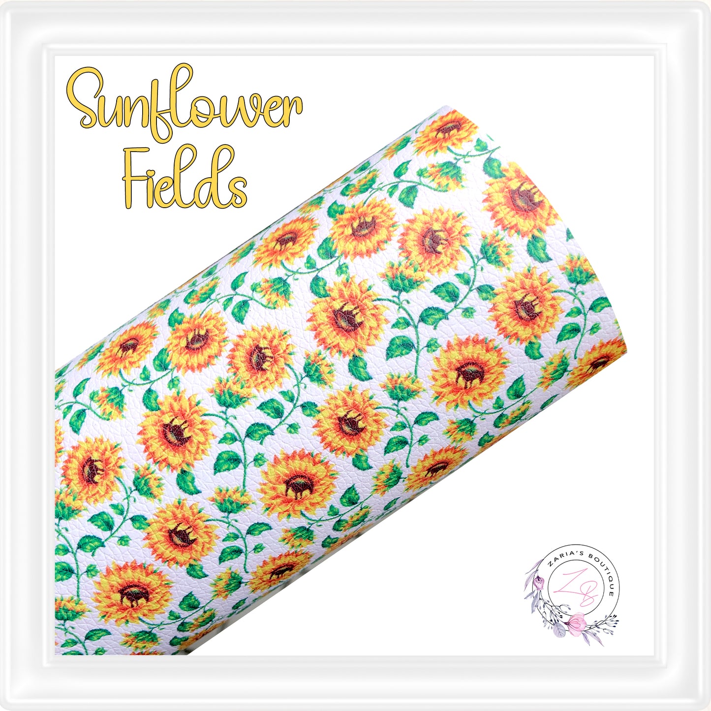 ⋅ Sunflower Fields ⋅ Yellow & Green Floral Vegan Faux Leather ⋅