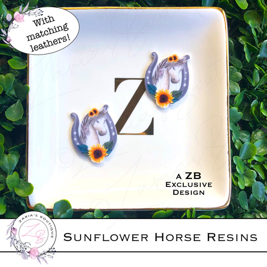⋅ Sunflower Horse ⋅ Embellishment ⋅ Flatback Resin ⋅ 2 Pieces ⋅