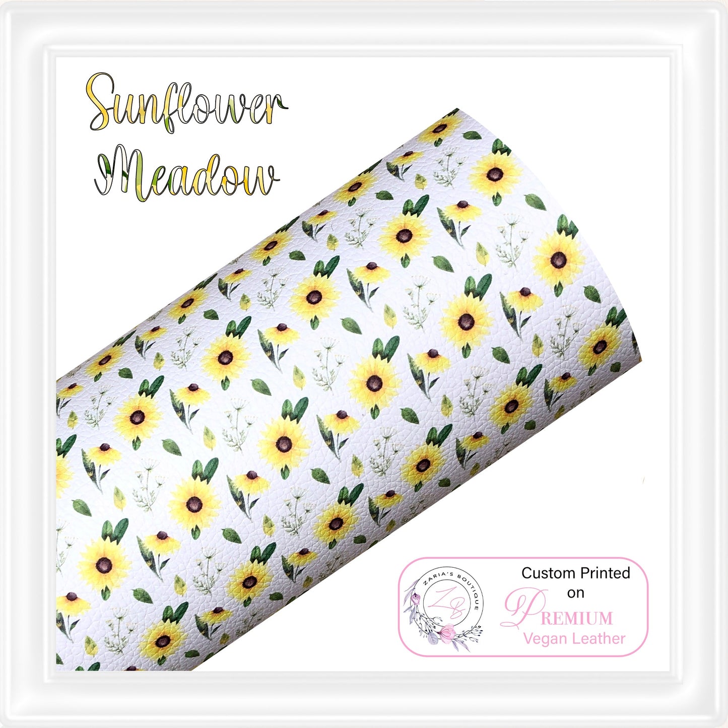 ⋅ Sunflower Meadow ⋅ Premium Custom Printed Floral Vegan Faux Leather ⋅