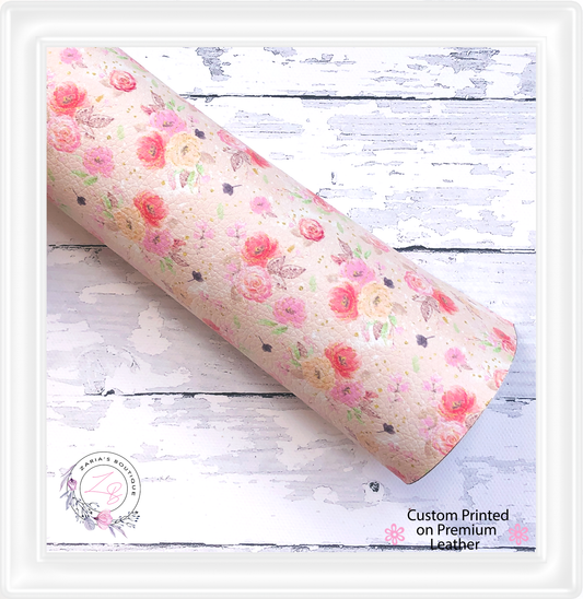 ⋅ Peaches & Cream ⋅ Premium Floral Vegan Faux Leather