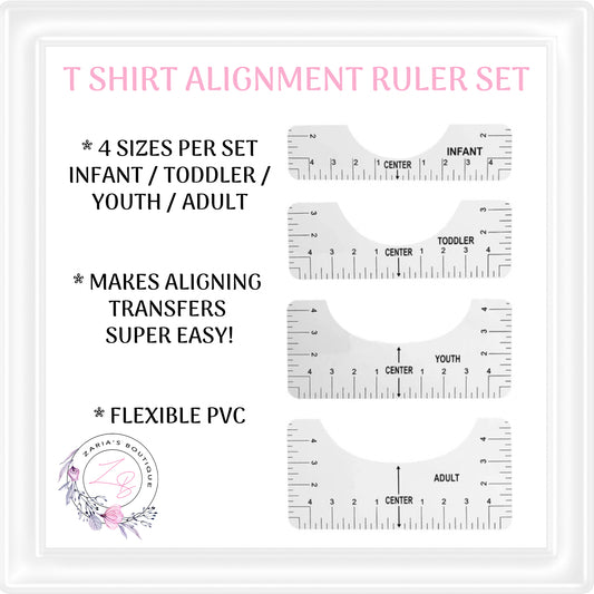 SALE ⋅ T Shirt Alignment 4 Piece Ruler Set ⋅ Infant Toddler Youth Adult Sizes ⋅