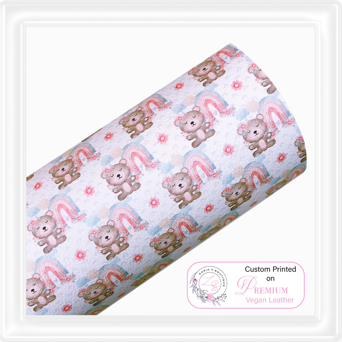 ⋅  Teddy Rainbows ⋅ Custom Printed Premium Vegan Faux Leather ⋅