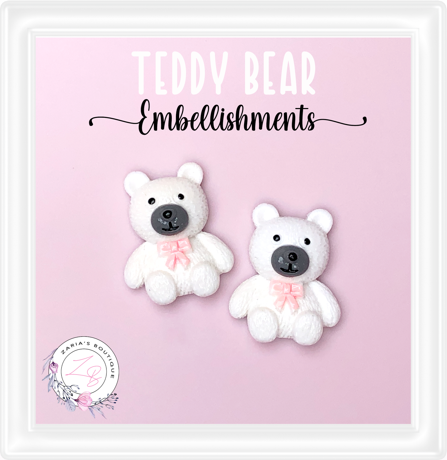 ⋅ Teddy Bears ⋅ Flatback Resin Embellishments ⋅ 2 pieces