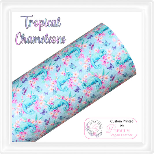 ⋅ Tropical Chameleons ⋅ Custom Printed Premium Vegan Faux Leather ⋅ 2 Colours ⋅