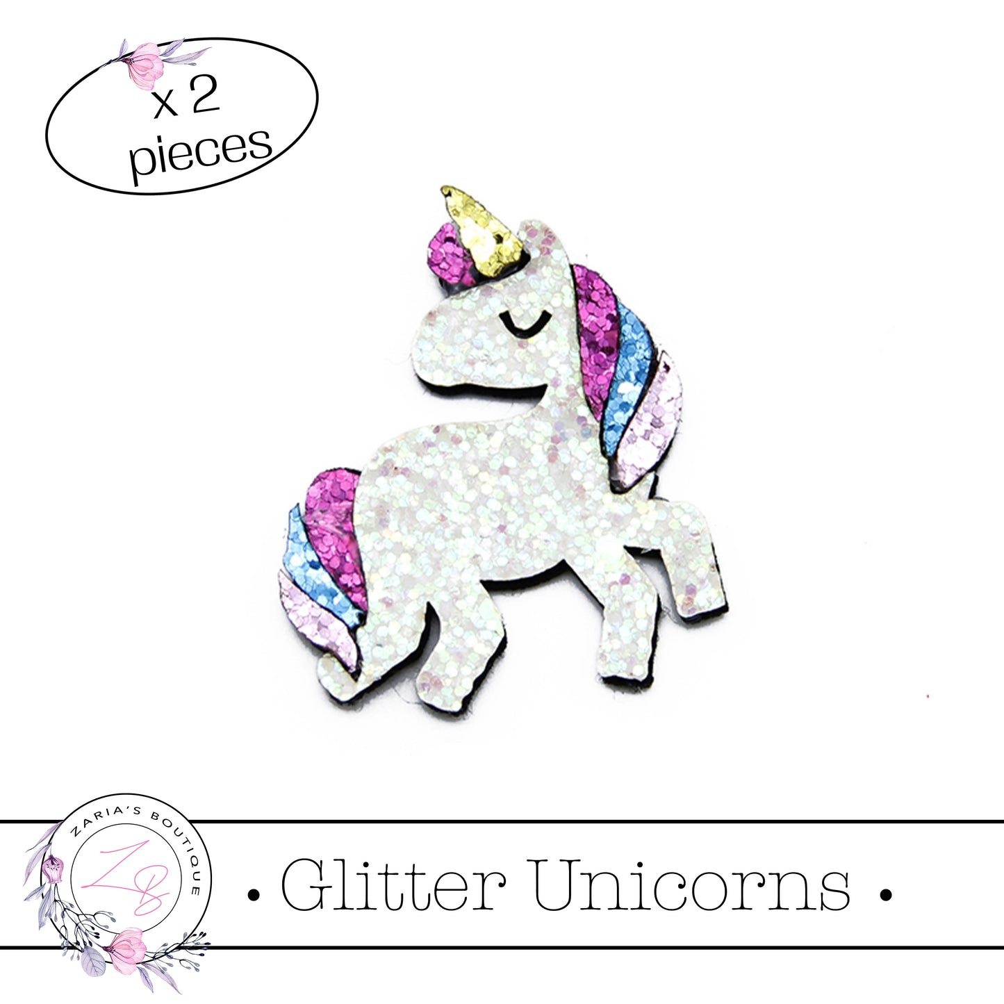 Glitter Unicorn Embellishment x 2