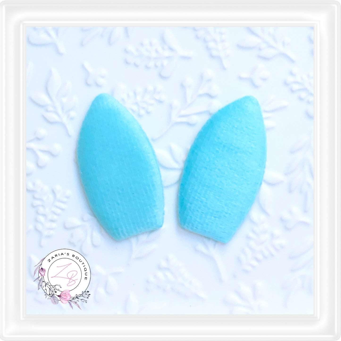 Soft Padded Ears ~  Blue ~ Animal Ear Embellishment x 2 pieces