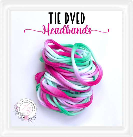 ⋅ Watermelon Tie Dye Stretchy Nylon Headbands ⋅ Pack of 5