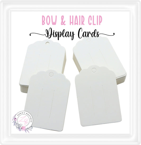 ⋅ Bow & Hair Clip Display Cards ⋅ 8.7 X 6cm ⋅ White ⋅ packs of 10/25 cards
