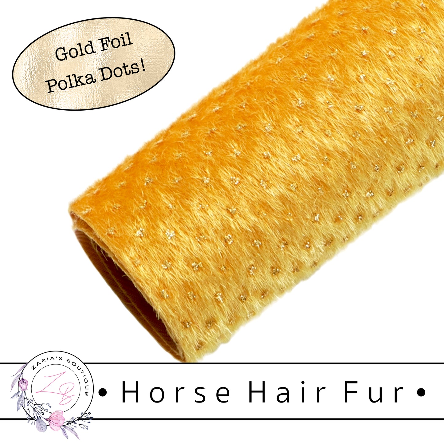 SALE ⋅ Horse Hair Fur ⋅ Gold Foil Polka Dots ⋅ Vegan ⋅  8 Colours ⋅