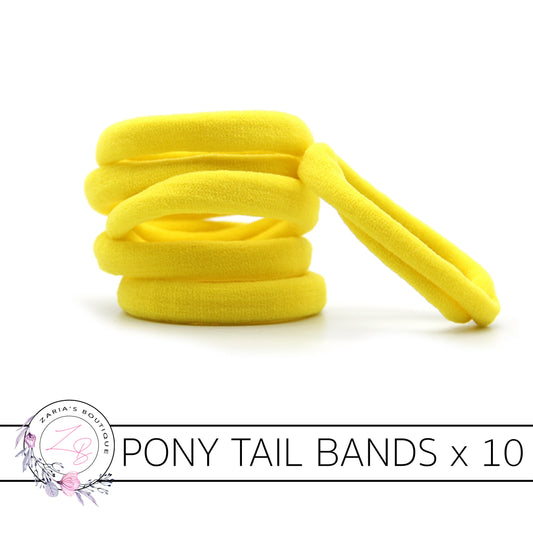10 Nylon Ponytail Hair Bands ~ Yellow