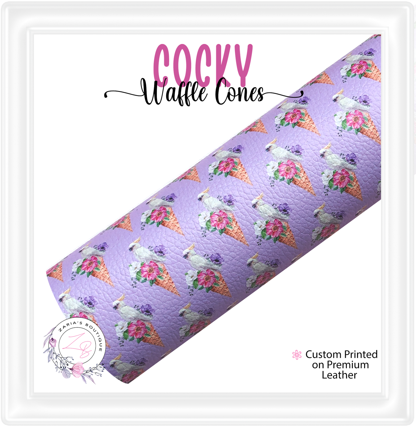 ⋅ Cockatoo Cones ⋅ Custom Vegan Faux Leather ⋅ Sheets Or Rolls!