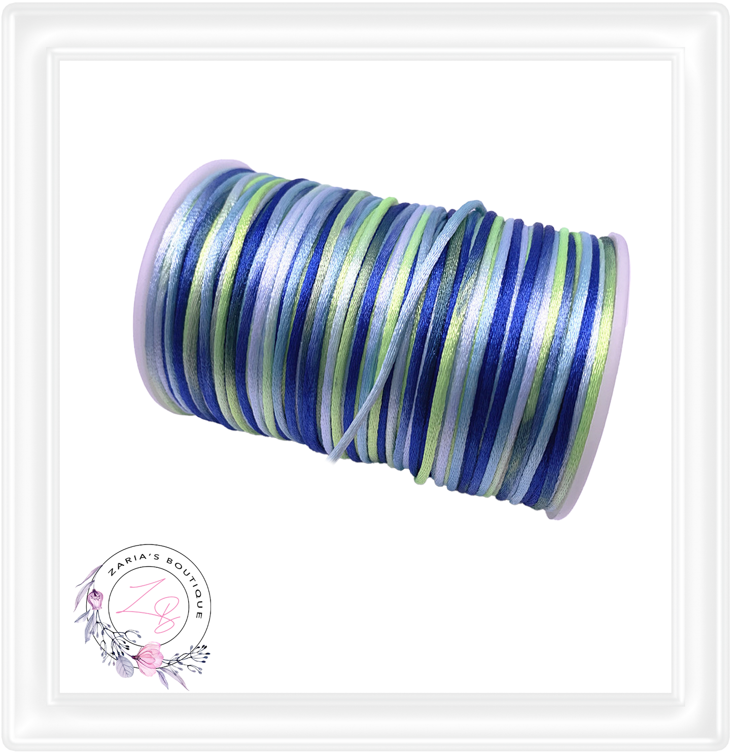 ⋅ Silky Satin Cord ⋅ Ombre Blue - Green ⋅ 2.0mm ⋅ 5 yards ⋅