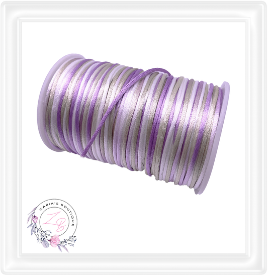 ⋅ Silky Satin Cord ⋅ Ombre Lilac Purple - Lemon ⋅ 2.0mm ⋅ 5 yards ⋅
