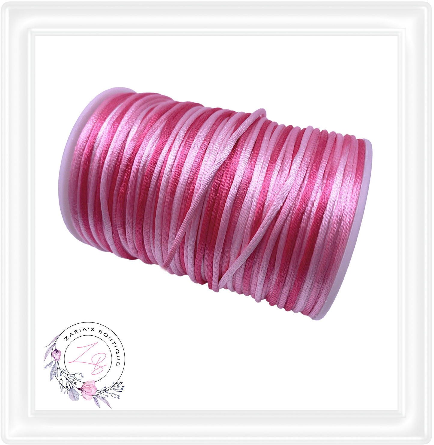 ⋅ Silky Satin Cord ⋅ Ombre Bright Pinks ⋅ 2.0mm ⋅ 5 yards ⋅