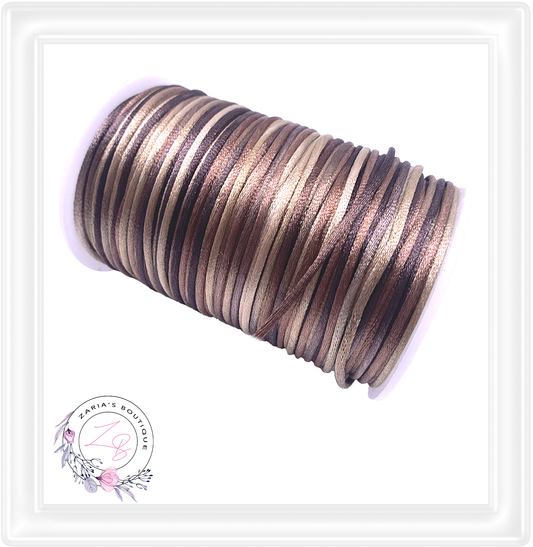 ⋅ Silky Satin Cord ⋅ Ombre Browns ⋅ 2.0mm ⋅ 5 yards ⋅