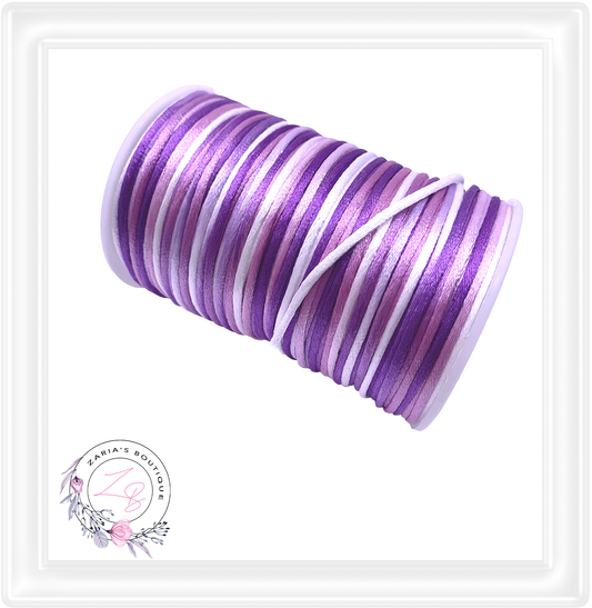 ⋅ Silky Satin Cord ⋅ Ombre Purples ⋅ 2.0mm ⋅ 5 yards ⋅