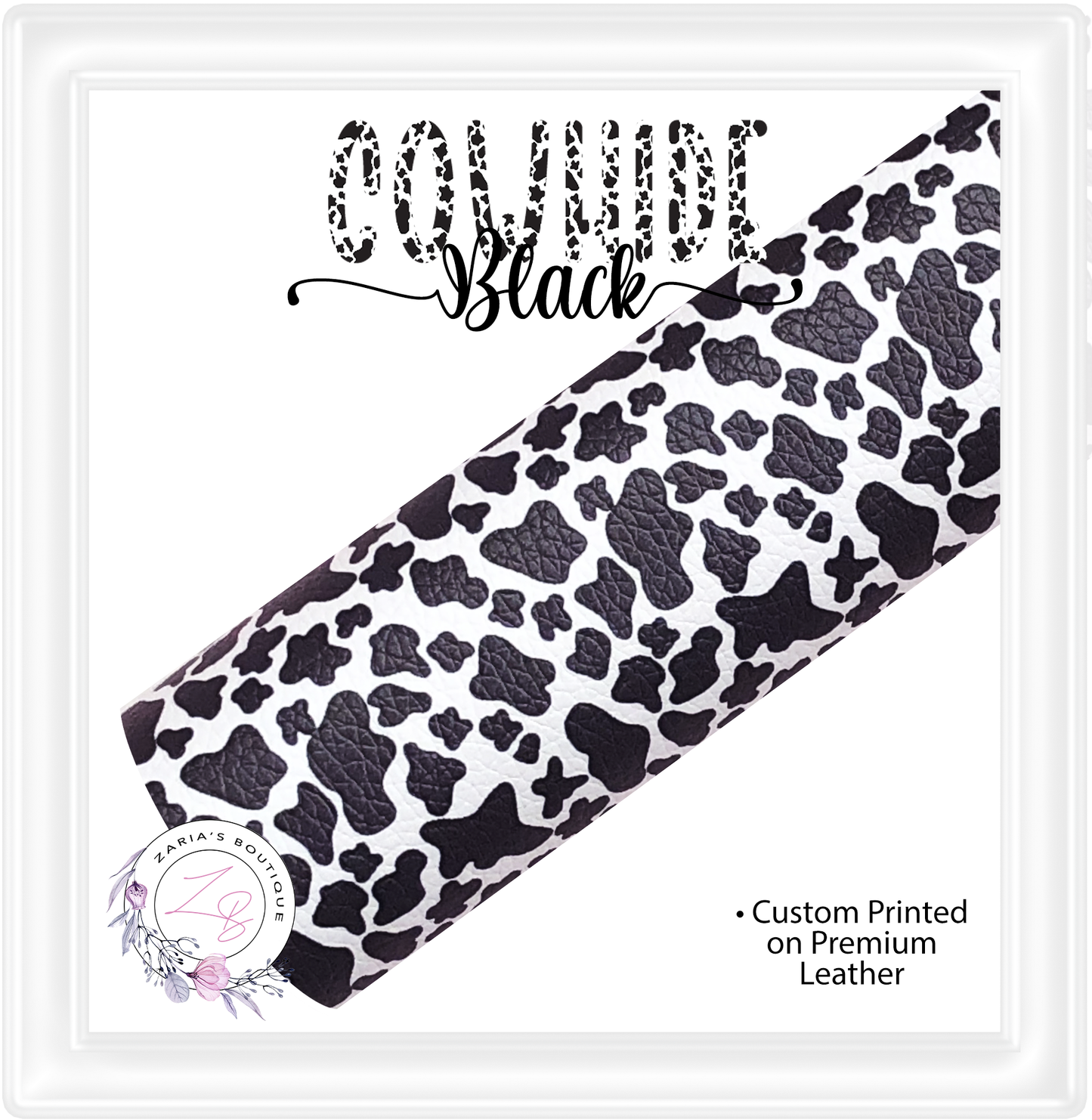 ⋅ Cowhide ⋅ Brown & White Custom Premium Vegan Faux Leather