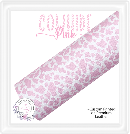 ⋅ Cowhide ⋅ Pink & White Custom Premium Vegan Faux Leather